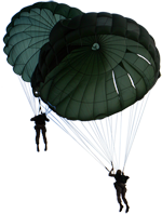 Lancio con paracadute a calotta (500m - fune di vincolo)